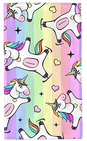 Serviettes à main fantastiques licorne arc-en-ciel, serviette de visage ultra douce en microfibre très absorbante, gants de toilette pour salle de bain, cuisine, salle de sport et spa 16 x 27,5 pouc