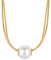 Joo&Rind Kette Damen, Doppellagige Halskette Damen, 18K Goldkette Damen mit Perlen Anhänger, Edelstahl Schmuck Damen, Geschenke für Frauen