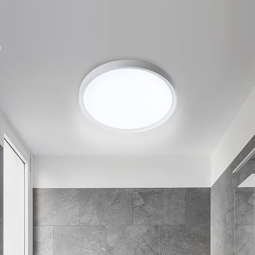 YARDIN LED Deckenleuchte Flach Rund Badlampe Deckenlampen LED Feuchtraumleuchte Badezimmer Lampe Küchenlampe Kellerlampe, IP44 Wasserfest für Badezimmer, Schlafzimmer, Küche, Flur - 48W, Kaltweiß