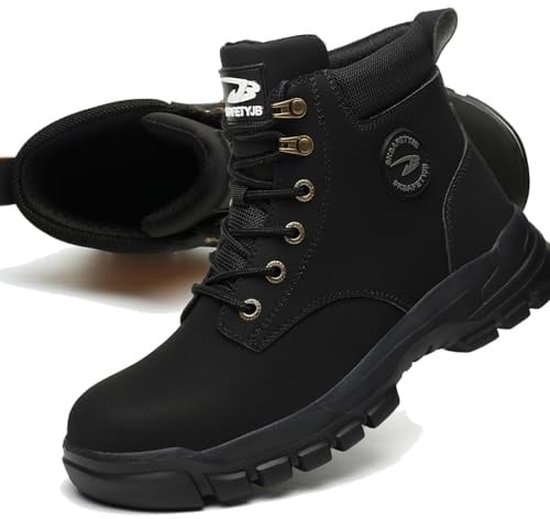 CORANSBER Steel Toe Boots for Women Men Waterproof Lightweight Safety Shoes