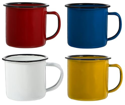 MAGICLULU 4 Piezas Taza Para Beber Retro Esmaltado De Metal Pequeño Tazas Antiguas Con Asa Tazas De Leche Con Chocolate Caliente Taza De Te Con Asa Concentrarse Esmalte Viajar Taza De Viaje