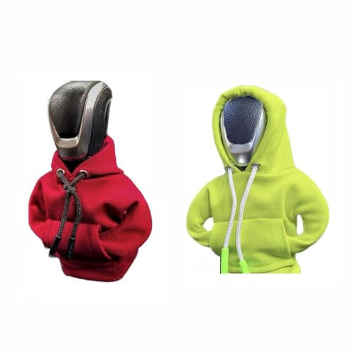 CULTP 2pcs Schaltknauf Hoodie Shifter für VW Tharu 2019-2022,Funny Schalthebel Haube Abdeckungen Dekoratives Zubehör,A2-Red Green