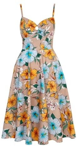 Hell Bunny Träger Kleid Pattaya Retro Blumenmuster Vintage Tropical Flowers Dress