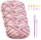 Häkelgarn Baumwolle Häkelwolle Chenille Wolle zum Häkeln 4 X 50g Häkelwolle,Crochet Yarn Dickes Baumwoll-Nylon-Mischgarn Häkelgarn für Anfänger Rosa Garn