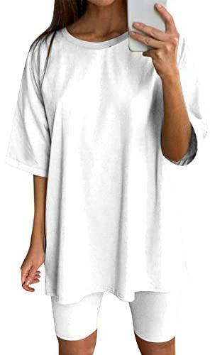 Tuta Donna Completo Corti Pantaloncini Set 2 Pezzi Completi Elegante Casual Outfit Corto Estivo Estiva Tinta Unita Canotta Manica Corta Top E Shorts Jogging Tute Coste Estivi