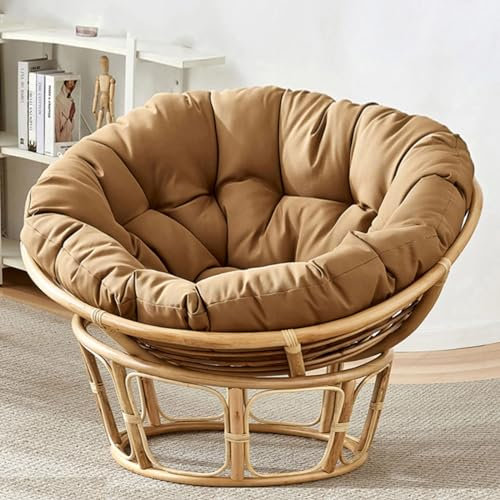KIUGOP Papasansessel Kissen,Rund Papasan Sessel,Polster Für Papasansessel,Auflage,Polyrattan Sessel Hängesessel Kissen Papasan Stuhlkissen,Hellbraun,130x130cm