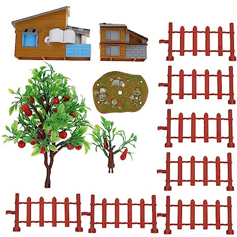 CORHAD Hausmodell-Set für Kinder 13-teilig Simulationsspielzeugmodelle Bauernhof-Szenendekorationen leicht zu transportieren