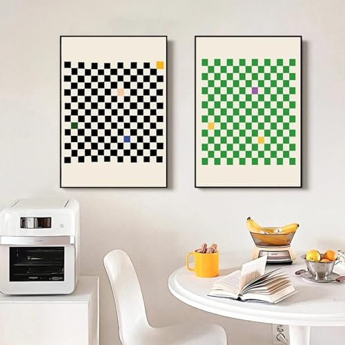 RDRDtbtr Modernes Gitter-Schachbrett-Wandbild auf Leinwand minimalistische Poster und Kunstdrucke Bilder für Wohnzimmer Inneneinrichtung dekorative Geschenke 50 x 70 cm x 2 ungerahmt