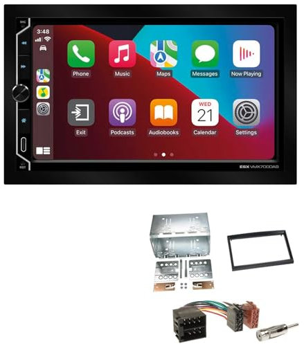 ESX VMX700DAB 2-DIN Autoradio kompatibel mit Wireless Apple CarPlay Android Auto Bluetooth DAB+ passend für FIAT Scudo ab 2007 schwarz
