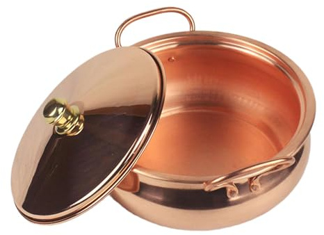 perfk en cuivre, ustensiles de cuisine en cuivre avec couvercle, casserole binaurale, Shabu Shabu pour cuisinière, Induction pour Restaurant, 20CM