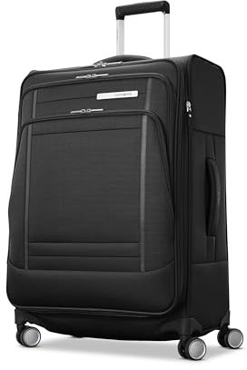 Samsonite UpLIFT Lightweight Medium Checked Softside Luggage with Spinner Wheels - Expandable - Airline-Approved, Polyester Soft Suitcase for Ultra Light Travel - Black