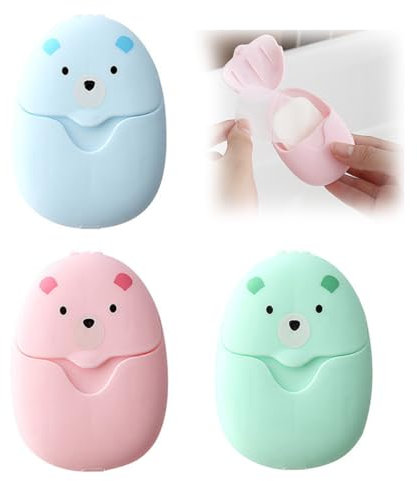 3 boîtes de flocons de savon, mini savon en papier jetable, mini flocons de savon de voyage portables avec boîte en plastique, adaptés aux voyages de camping en plein air
