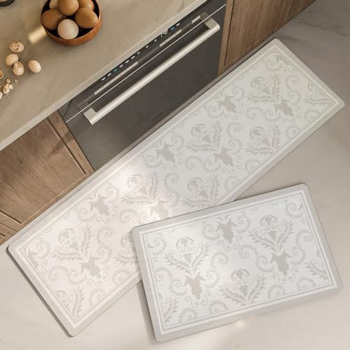 Küchenteppich Hellbraun Küchenläufer,Teppich Für Küchenteppich Waschbar rutschfest, Fussmatte Aussenküchenfußmatten Mikrofaser Weich Und Superabsorbierend 45X75+45X150