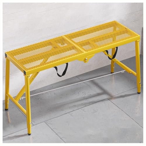 exproyzk Plataforma de Andamio Plegable, Escalera de Andamio Portátil, Plataforma de Trabajo para Andamios, Escalera Taburete Banco de Trabajo, 4 Colores(Amarillo,180x30x52cm)
