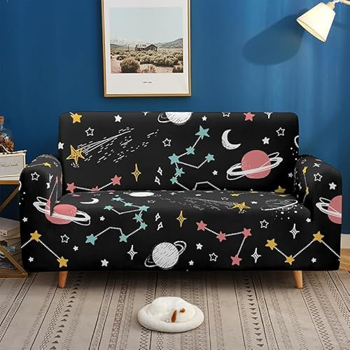 Sofa überwurf Schwarze Rosa Sterne Sofa überzug Stretch Sofahusse Sofabezug Ecksofa mit Elastischen Boden Sofabezug L Form Universal Couchbezug Waschbar Couch überzug 4 Sitzer