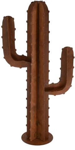 SIGNES GRIMALT Cactus décoratif en métal, Couleur Acier rouillé ambré, Ambiance Ethnique Industrielle, Hauteur 60 cm
