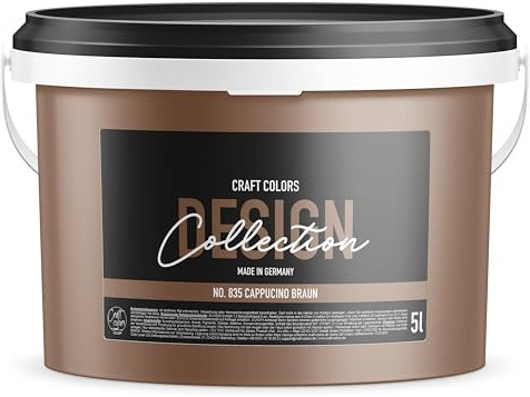 Craft Colors® 5L hochwertige Wandfarbe edelmatt, Kreidefarbe made in Germany, DESIGN Collection No. 835 Cappucino Braun