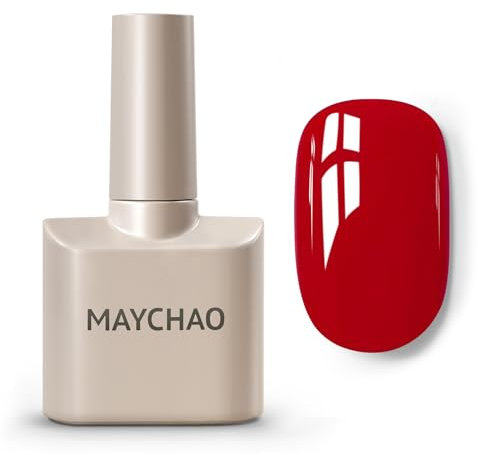 MAYCHAO 15ML Gel Nail Polish, Red Gel Nail Polish, Soak Off UV LED Nail Art Starter Manicure Salon DIY at Home, 0.5 OZ