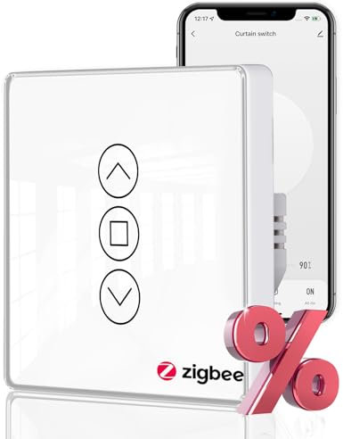 MOES ZIGBEE RF433 Smart 2.5D Interrupteur de Rideau à écran Tactile en Verre Incurvé, prend en charge les APP Smart Life/Alexa/Google Home Voice Control