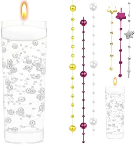 SGERUFZ 12 pcs 1m Perle D'argento Floating Pearls Beads Centrotavola Perle Galleggianti per Vasi Per Vaso Riempitivo per Bottiglie D'Acqua Matrimonio Decorazione Centrotavola (12M)