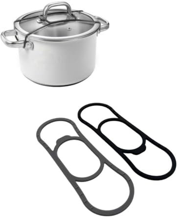 PROVISO TOOLS Befestigungsband für Topfdeckel, Topfdeckelhalter, Topfdeckel Befestigung, Silikonband, Topfdeckel Organizer, wiederverwendbar/hitzebeständig - kleine und mittlere Töpfe schwarz/grau