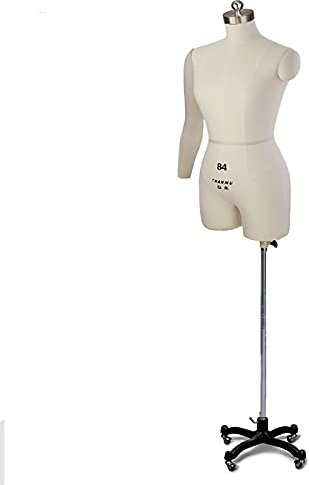 Pinnbarer weiblicher Schaufensterpuppen-Torsokörper aus Schaumstoff mit weichem Arm und Rädern, verstellbare Nähpuppen-Kleiderform für Frauen, zum Schneiden und Entwerfen von Kleidung (Farbe: Weiß,