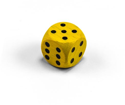 Waldfelsen Einzelne Bunte Holzwürfel Augenwürfel aus Holz in 20 frei konfigurierbar | Spielmaterial Zubehör Würfel 16 mm W6 D6 Standardgröße Knobel Dice 6-seitig (Gelb-schwarz)