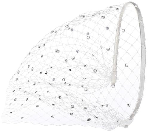 Guyode Chapeau Voile Mariée, Voile Bandeau Cheveux Fille Style Années 1920, Pince Cheveux Mariage en Maille avec Strass, Vintage Fascinator Hat pour Mariage Cocktail Tea Party Saint Valentin (Blanc)
