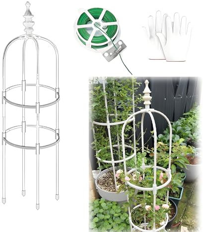 Garden Obelisk Rankhilfe Rosen Rankgitter Metall Rostfrei Für Kletterpflanzen Rosen Clematis 60cm 90cm 120cm 150cm 180cm Hoch 20cm 25cm 28cm Ø Rankturm Für Tomaten Gurken(Weiß,20x90cm)