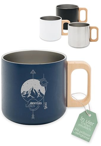 ABENTEUERNAH Emaille Tasse Papa personalisiert, Camping Becher mit Namen | Outdoor Wandertasse für Männer zum Vatertag, Fahrrad Kaffeetasse Angler und Camper, Bergliebe Geschenke Radfahrer Klettern