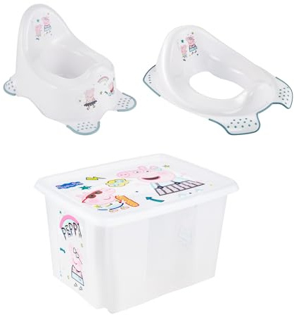 keeeper Peppa-Set Babytopf adam + Toilettensitz ewa + Aufbewahrungsbox karolina 30 l, Babytopf ab ca. 18 Monate bis ca. 3 Jahren, Toilettensitz ab ca. 24 Monate bis ca. 4 Jahre, Nordic White