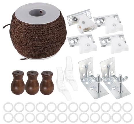 ULDIGI Roman Shade Hardware Kit mit Holz-kordelknöpfen und Lock-Buckles Roller Blind Cord Ends Reibungsloser Mechanismus Einfache Installation Kompatibel mit Römischen Jalousien und