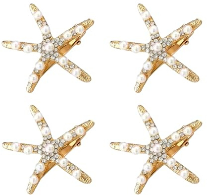 4 Stück Seestern Haarspangen,Kostüm Meerjungfrau Damen,Unterwasserwelt Haarreif,Haarschmuck,Haarspange Mermaid ZubehöR,Fasching FaschingskostüMe Haarspangen Kopfschmuck