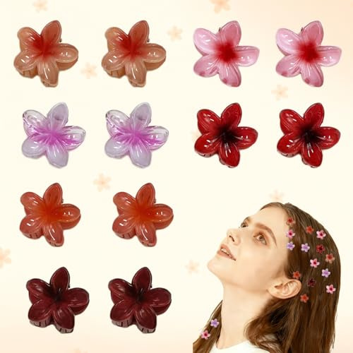 FISH DRAGATE 12 pcs pinzas pelo mujer flor,clips de garras de flores,pequeña pinza horquilla,pinza flor pelo,accesorios mujer para peinados diarios y de fiesta,6 colores