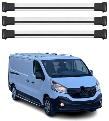 OMAC Dachträger für Renault Trafic 2014-2026 Aluminium 3 Stangen Silber | bis 75 kg Traglast, Querträger, Grundträger