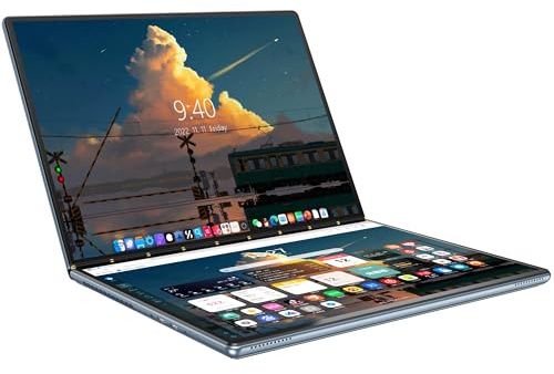 N-one Ordinateur Portable Double Écran, Alder Lake N100(jusqu'à 3,4GHz) 16Go RAM 512Go SSD, Pantalla Táctil 13,5 Pouces 2K QHD 100%sRGB 9000mAh avec Clavier NBook Air Pour les entreprises et les étud
