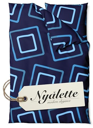 NYALETTE Bettwäsche 135x200 Baumwolle Bettwäsche-Sets Premium Blau Kariert Modern