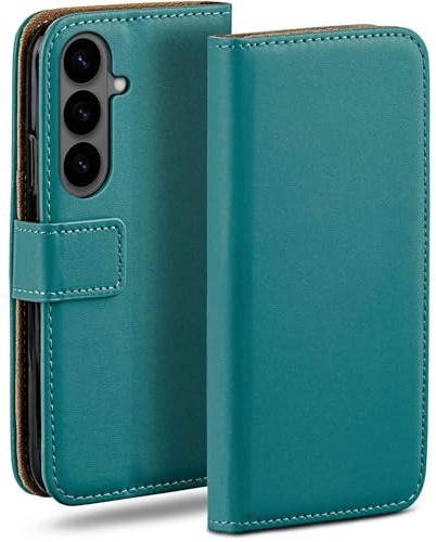 moex für Samsung Galaxy S26 Hülle mit Kartenfach, Handyhülle klappbar 360 Grad Schutzhülle, PU Leder Handytasche Samsung Galaxy S26 Klapphülle Flip Case, Petrol