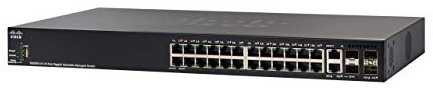 Switch gestito impilabile Cisco SG350X-24P con 24 porte Gigabit Ethernet (GbE) più PoE di 195 W, 2 x 10 G combinate + 2 x SFP+, protezione limitata a vita (SG350X-24P-K9-EU)