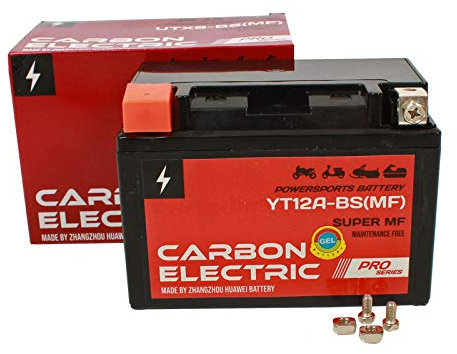 Carbon Electric YT12A-BS MF Gel Batterie 12 V 9.5 Ah Wartungsfrei Versiegelt Motorrad Roller Motorradbatterie Rollerbatterie