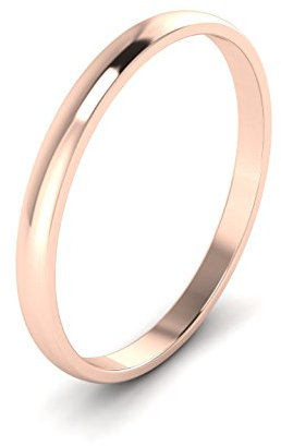 Fede nuziale unisex, in oro rosa massiccio 9 kt, a forma di D da 2 mm, lucido, a tinta unita