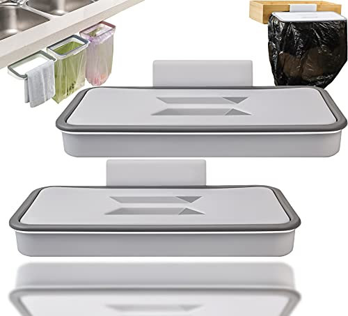 Oruuum 2 Stück hängende Müllbeutelhalter mit Deckel, tragbare Müllbeutelhalter Müllsäcke Aufbewahrung Rack Müllsackhalter für Schrank