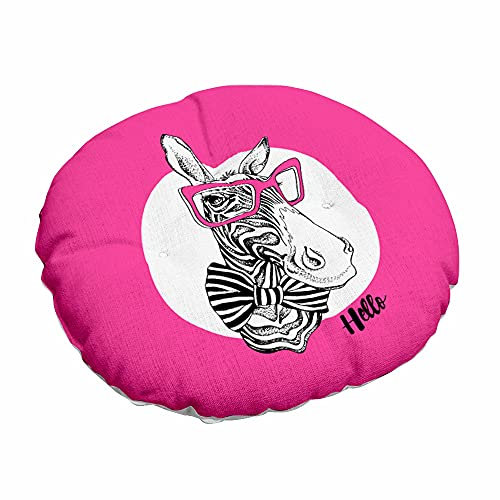 Morbuy Stuhlkissen Runde Sitzkissen Nordic Tiermuster Atmungsaktiv Baumwolle Leinen Tatami Komfortable Stühle Bodenkissen Sitzauflagen für Outdoor Garten Office Sessel (40x40cm,Rosa Zebra)