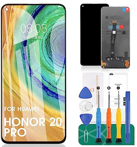 para Huawei Honor 20 Pantalla LCD para Honor 20 Pro Pantalla Táctil para Huawei Nova 5T Pantalla de Repuesto para Honor 20S Digitalizador Kits de reparación con Marco (Negro)