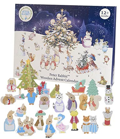 Peter Rabbit Adventskalender 2023 Kinder - Holzspielzeug Kinder Adventskalender für 1 Jahr altes Baby, Kleinkind Jungen, Mädchen mit Peter Hase Weihnachten Countdown Traditionelle Figuren von Orange