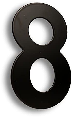HASWARE Numero civico moderno in acciaio inossidabile spazzolato Elegante porta alfabeto placca Street Home Decor (8, 8 pollici nero)
