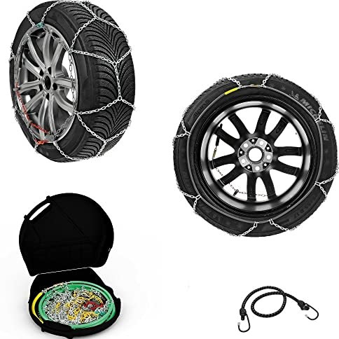 SCHNEEKETTE 195/70-14 FELGENDICKE 14 (13) Paar Kette 9MM FÜR Auto KOMPAKTES GEWEBE FÜR Reifen Reifen RÄDER STRASSEN NOTWAGEN TÜV ZUGELASSEN ÖSTERREICH