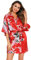 Vlazom Kimono Japonais Femme Mariage Satin Court Peignoir Bride Paon kimono Mariage Peignoir Bridesmaid Chemise de Nuit,M,Rouge