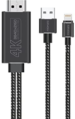 Promate MediaLink-LT, connecteur Lightning haute définition 4K vers câble HDMI avec pont de charge