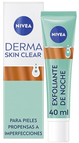 NIVEA Derma Skin Clear Peeling Exfoliante de Noche (40 ml), exfoliante facial con ácido glicólico, salicílico y niacinamida, crema regeneradora para una piel más limpia